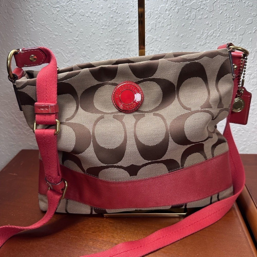 Stylish Pink and Brown Coach bag